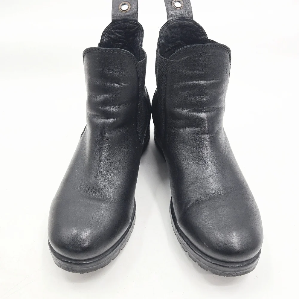 Bueno Chelsea Boots Florida Black Leather Pull On‎